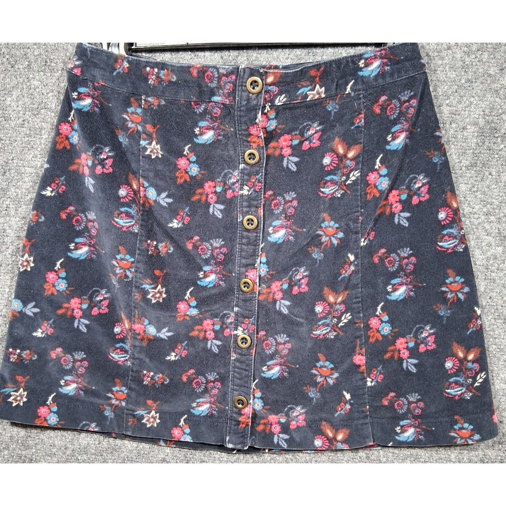 HOLLISTER Velvet Front Button-Up Flat Front Floral Print Skirt Women's Size 1‎